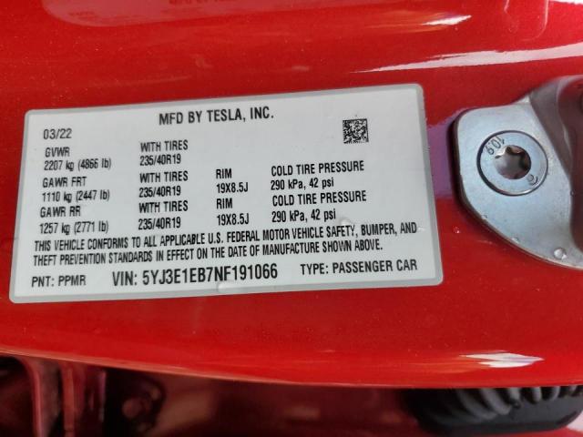 Photo 10 from auction – 2022 TESLA MODEL 3 with VIN 5YJ3E1EB7NF191066