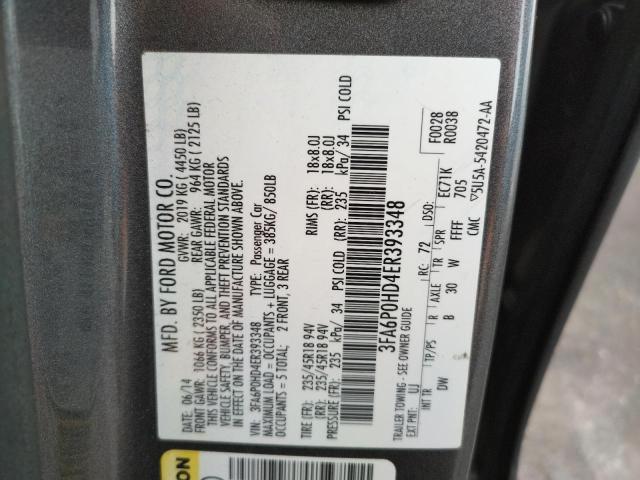 Photo 10 from auction – 2014 FORD FUSION SE with VIN 3FA6P0HD4ER393348