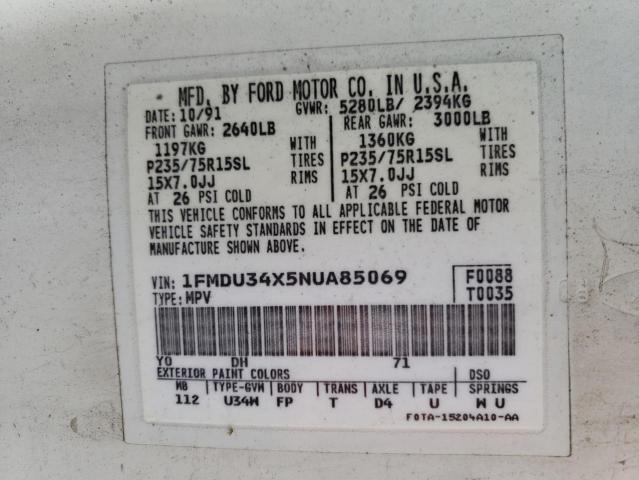Photo 10 from auction – 1992 FORD EXPLORER with VIN 1FMDU34X5NUA85069