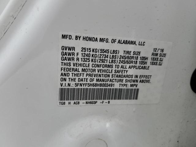 Photo 10 from auction – 2017 HONDA PILOT EXL with VIN 5FNYF5H68HB003491