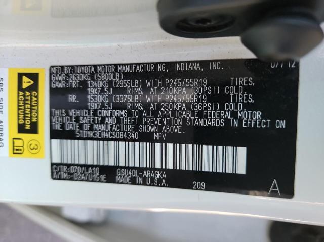 Photo 10 from auction – 2012 TOYOTA HIGHLANDER with VIN 5TDYK3EH4CS084340