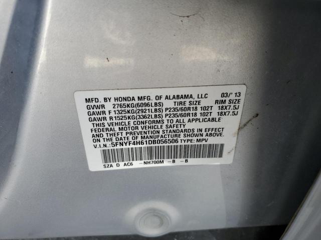 Photo 10 from auction – 2013 HONDA PILOT EXL with VIN 5FNYF4H61DB056506
