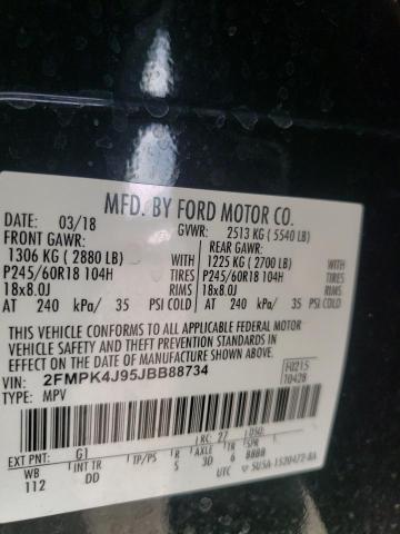 Photo 10 from auction – 2018 FORD EDGE SEL with VIN 2FMPK4J95JBB88734