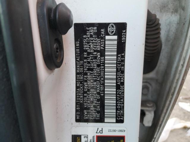 Photo 10 from auction – 2017 TOYOTA CAMRY LE with VIN 4T1BF1FK3HU281166