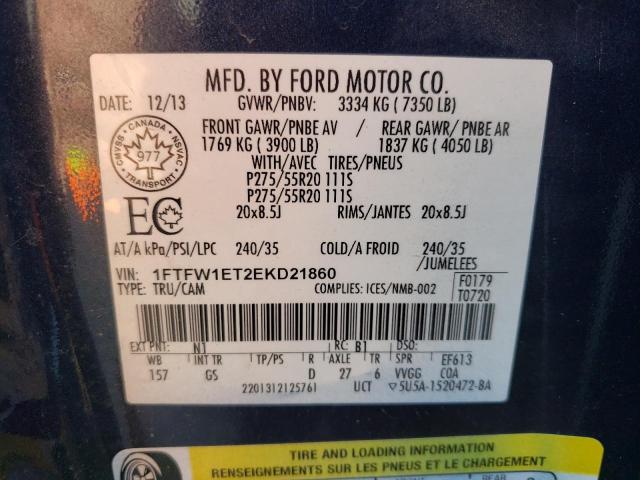 Photo 10 from auction – 2014 FORD F150 SUPER with VIN 1FTFW1ET2EKD21860