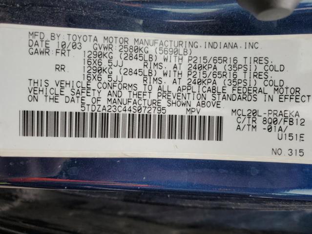 Photo 10 from auction – 2004 TOYOTA SIENNA-V6 with VIN 5TDZA23C44S072795