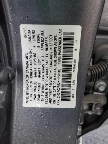 Photo 10 from auction – 2019 HONDA CIVIC LX with VIN 2HGFC2F62KH558103