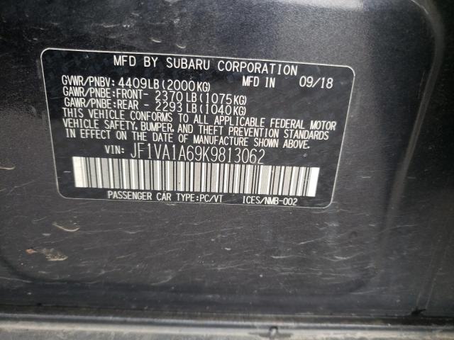 Photo 10 from auction – 2019 SUBARU WRX with VIN JF1VA1A69K9813062