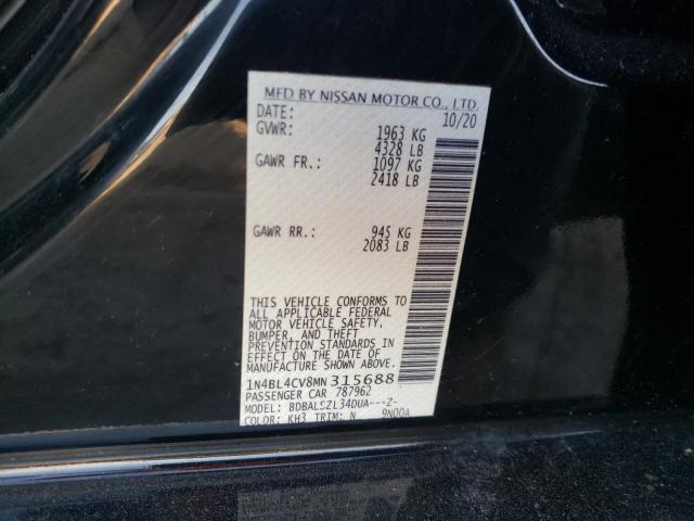 Photo 10 from auction – 2021 NISSAN ALTIMA SR with VIN 1N4BL4CV8MN315688