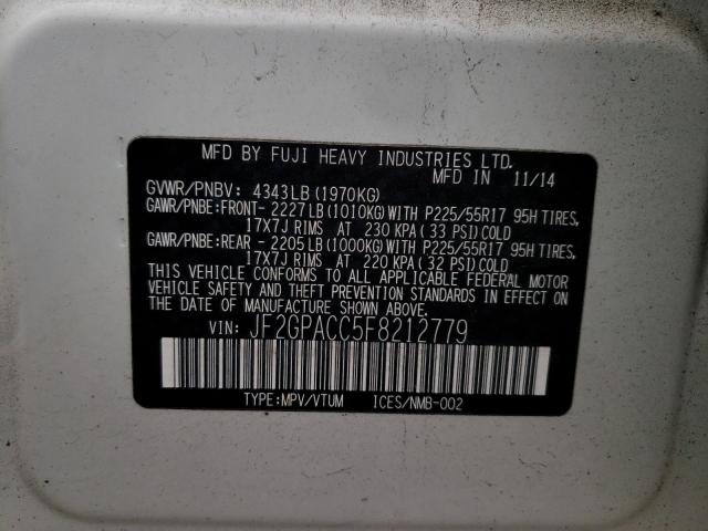 Photo 10 from auction – 2015 SUBARU XV CROSSTR with VIN JF2GPACC5F8212779