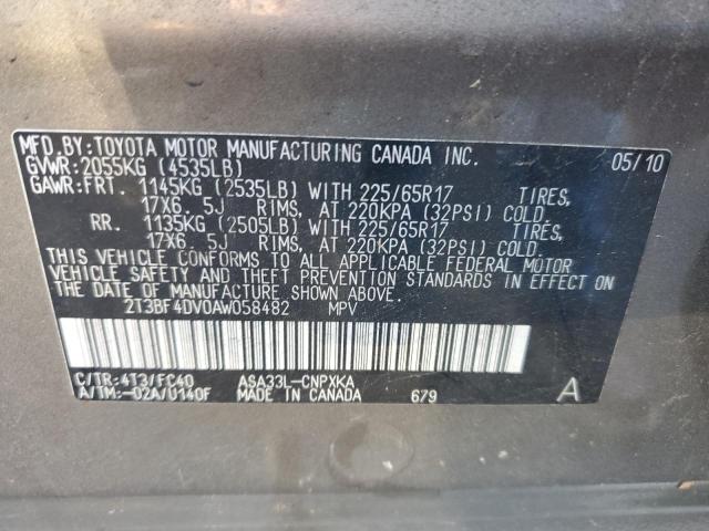 Photo 10 from auction – 2010 TOYOTA RAV4 with VIN 2T3BF4DV0AW058482