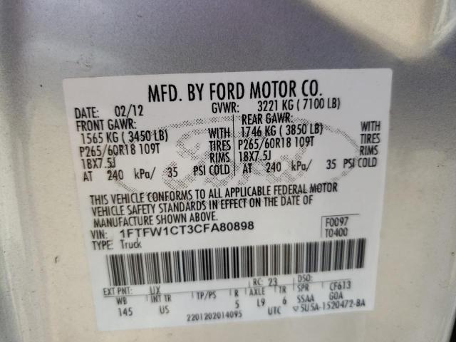 Photo 10 from auction – 2012 FORD F150 SUPER with VIN 1FTFW1CT3CFA80898