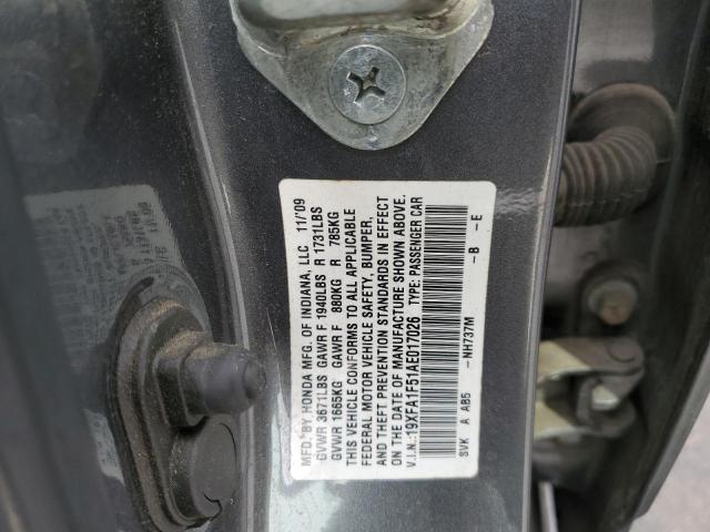 Photo 10 from auction – 2010 HONDA CIVIC LX with VIN 19XFA1F51AE017026