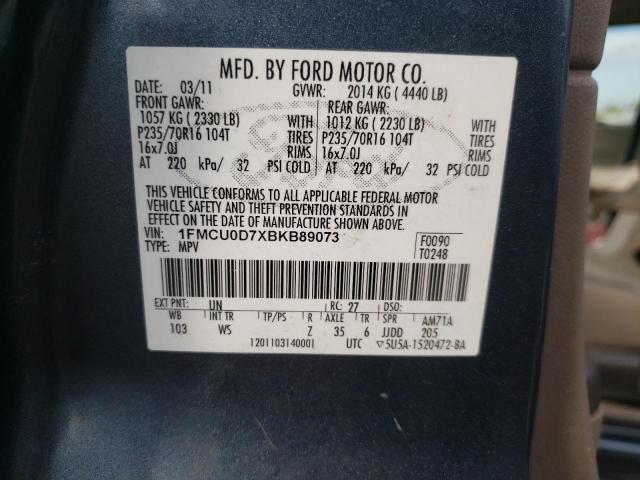 Photo 10 from auction – 2011 FORD ESCAPE XLT with VIN 1FMCU0D7XBKB89073