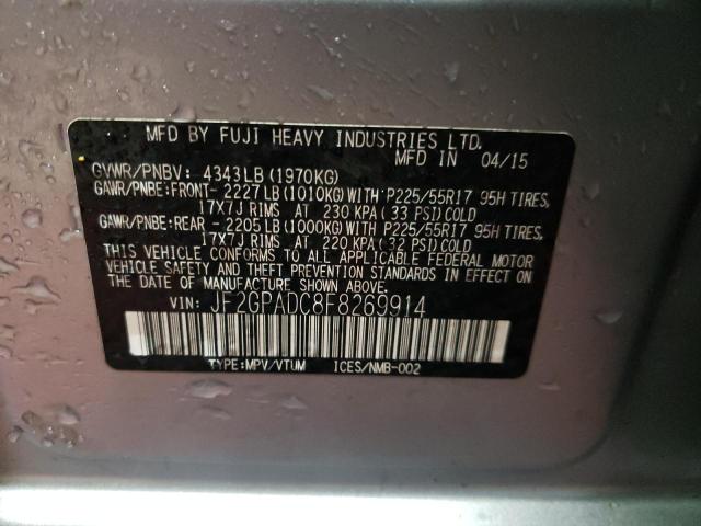 Photo 10 from auction – 2015 SUBARU XV CROSSTR with VIN JF2GPADC8F8269914