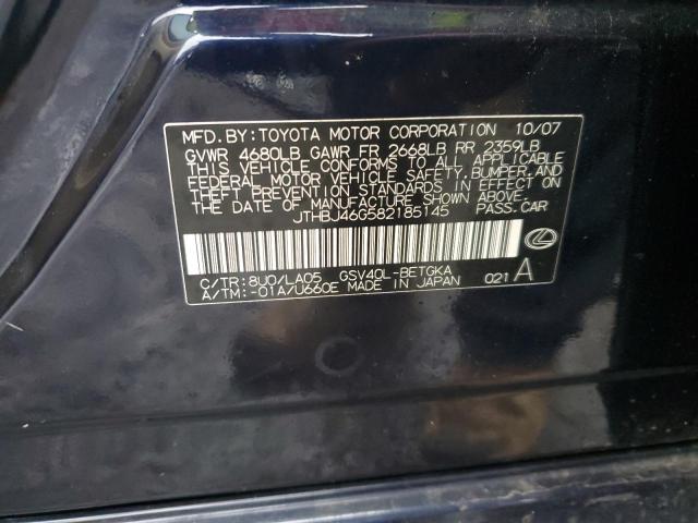 Photo 10 from auction – 2008 LEXUS ES 350 with VIN JTHBJ46G582185145