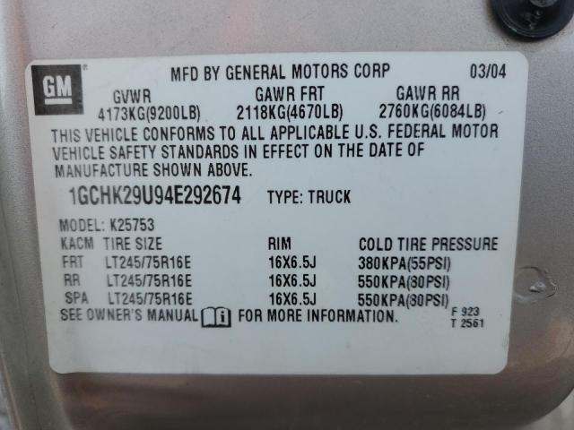 Photo 10 from auction – 2004 CHEVROLET SILVERADO with VIN 1GCHK29U94E292674