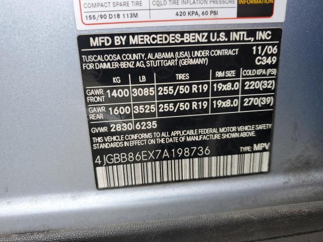 Photo 10 from auction – 2007 MERCEDES-BENZ ML 350 with VIN 4JGBB86EX7A198736