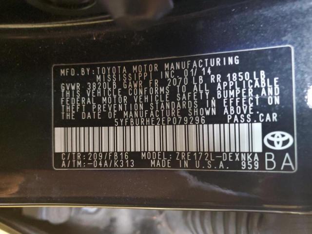 Photo 10 from auction – 2014 TOYOTA COROLLA L with VIN 5YFBURHE2EP079296