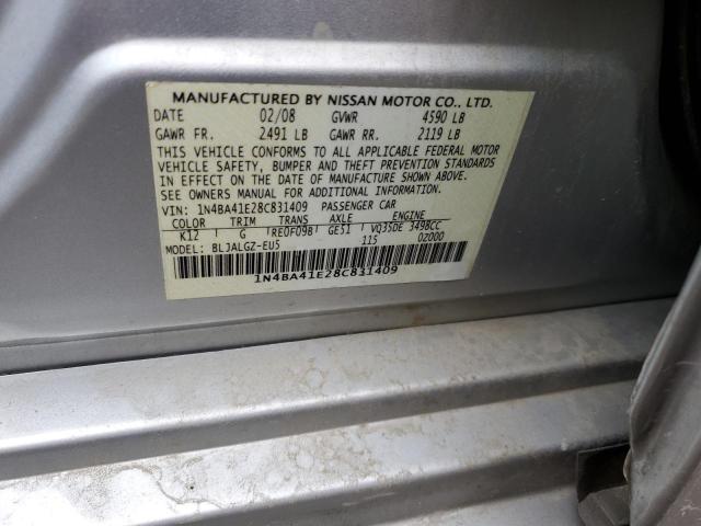 Photo 10 from auction – 2008 NISSAN MAXIMA SE with VIN 1N4BA41E28C831409