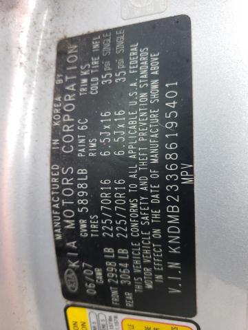Photo 10 from auction – 2008 KIA SEDONA EX with VIN KNDMB233686195401