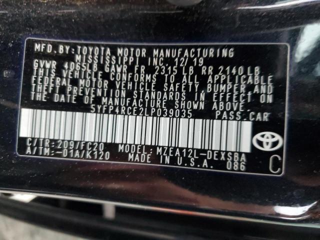 Photo 10 from auction – 2020 TOYOTA COROLLA SE with VIN 5YFP4RCE2LP039035