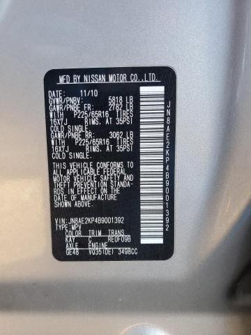 Photo 10 from auction – 2011 NISSAN QUEST S with VIN JN8AE2KP4B9001392