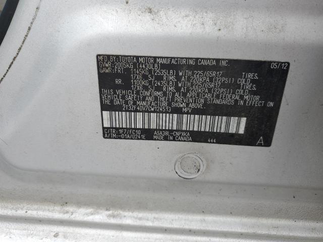 Фото 10 с аукциона – 2012 TOYOTA RAV4 с VIN 2T3ZF4DV7CW124513