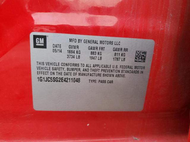 Photo 10 from auction – 2014 CHEVROLET SONIC LT with VIN 1G1JC5SG2E4211048