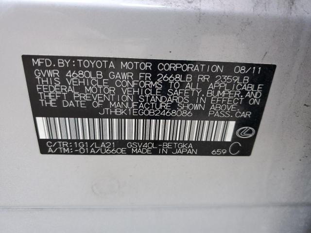Photo 10 from auction – 2011 LEXUS ES 350 with VIN JTHBK1EG0B2468086