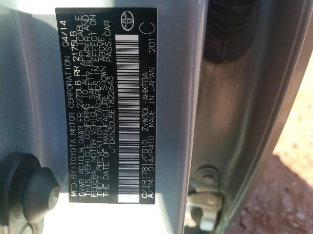 Photo 10 from auction – 2014 TOYOTA PRIUS with VIN JTDKN3DU5E1822643