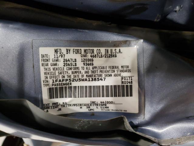 Photo 10 from auction – 1998 FORD TAURUS LX with VIN 1FAFP52U5WA138547