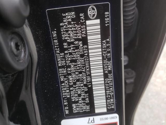 Photo 10 from auction – 2017 TOYOTA CAMRY LE with VIN 4T1BF1FK9HU274979
