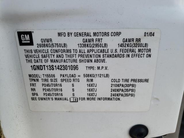 Photo 10 from auction – 2004 CHEVROLET TRAILBLAZE with VIN 1GNDT13S142301096