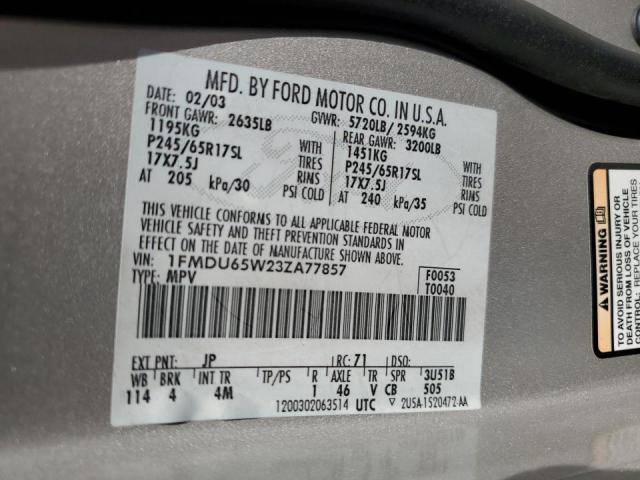Photo 10 from auction – 2003 FORD EXPLORER L with VIN 1FMDU65W23ZA77857