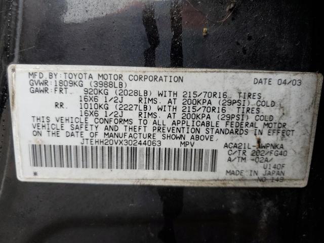 Photo 10 from auction – 2003 TOYOTA RAV4 with VIN JTEHH20VX30244063
