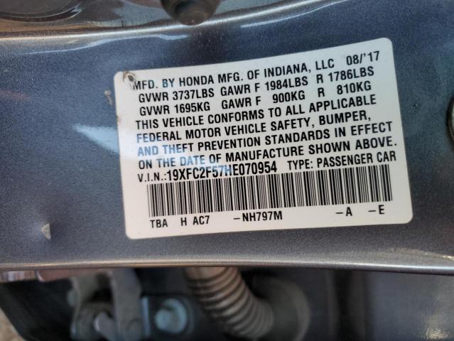 Photo 10 from auction – 2017 HONDA CIVIC LX with VIN 19XFC2F57HE070954