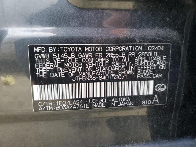 Photo 10 from auction – 2004 LEXUS LS 430 with VIN JTHBN36F840152071