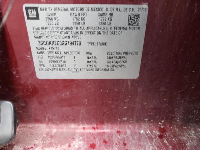 Photo 10 from auction – 2016 CHEVROLET SILVERADO with VIN 3GCUKREC0GG194778