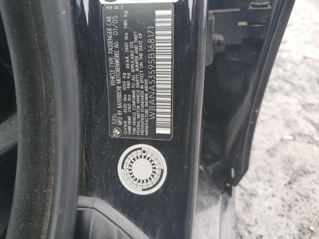 Photo 10 from auction – 2005 BMW 525 I with VIN WBANA53595B168171