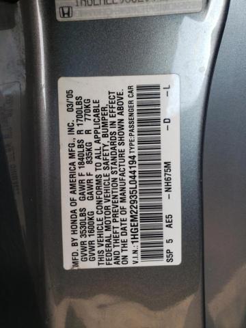 Photo 10 from auction – 2005 HONDA CIVIC EX with VIN 1HGEM22935L044194