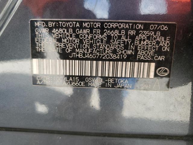 Photo 10 from auction – 2007 LEXUS ES 350 with VIN JTHBJ46G772038419