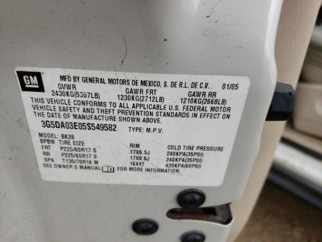Photo 10 from auction – 2005 BUICK RENDEZVOUS with VIN 3G5DA03E05S549582