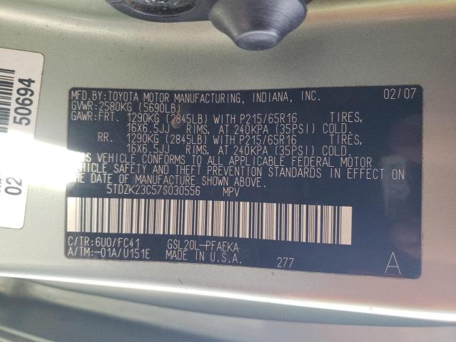 Photo 10 from auction – 2007 TOYOTA SIENNA CE with VIN 5TDZK23C57S030556
