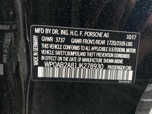 Photo 10 from auction – 2018 PORSCHE CAYMAN S with VIN WP0AB2A81JK278930