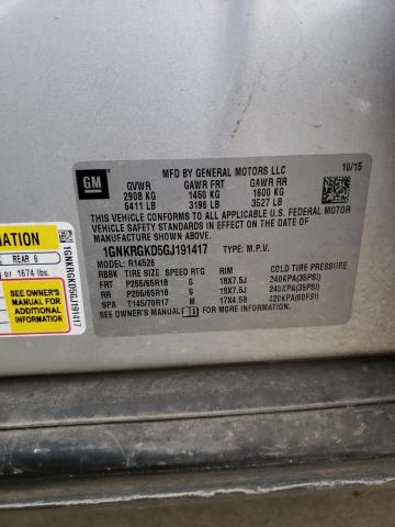 Photo 10 from auction – 2016 CHEVROLET TRAVERSE L with VIN 1GNKRGKD5GJ191417