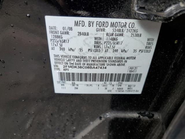 Photo 10 from auction – 2008 FORD EDGE SEL with VIN 2FMDK38C08BA47434