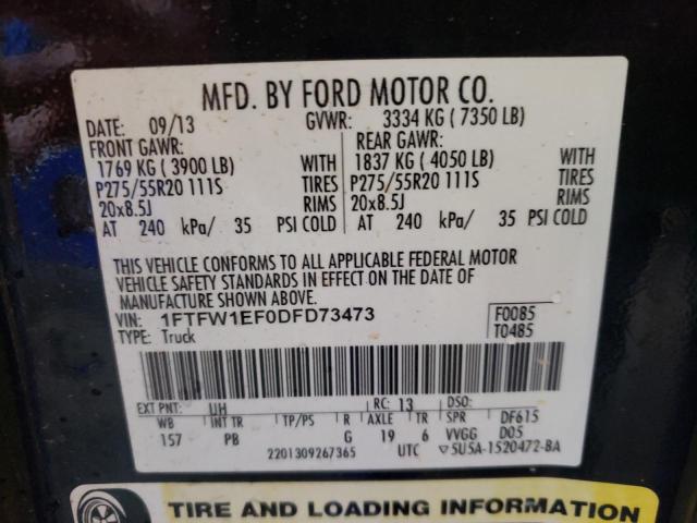 Photo 10 from auction – 2013 FORD F150 SUPER with VIN 1FTFW1EF0DFD73473