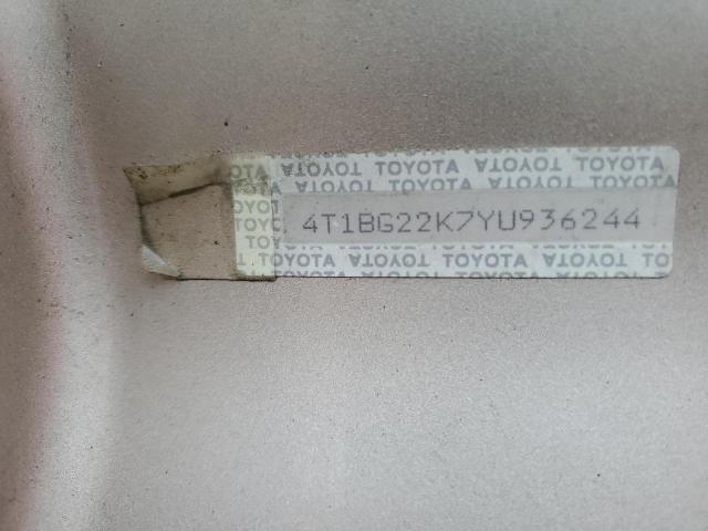 Photo 10 from auction – 2000 TOYOTA CAMRY CE with VIN 4T1BG22K7YU936244