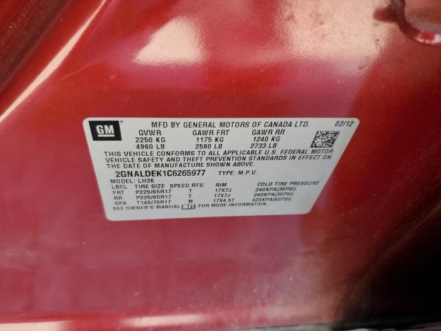 Photo 10 from auction – 2012 CHEVROLET EQUINOX LT with VIN 2GNALDEK1C6265977
